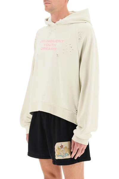 Shop Liberal Youth Ministry Used-effect Hoodie In Beige