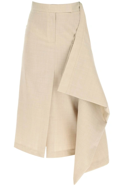 Shop A.w.a.k.e. Mode Deconstructed Double Midi Skirt In Beige