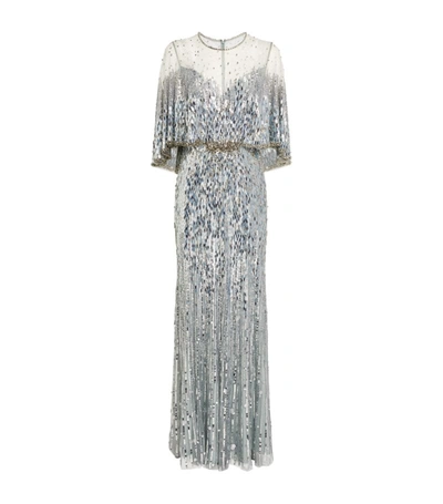 Shop Jenny Packham Embellished Liliana Gown In Grey