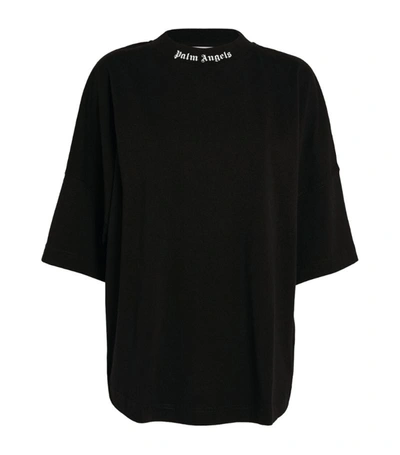 Shop Palm Angels Oversized Logo T-shirt In Black