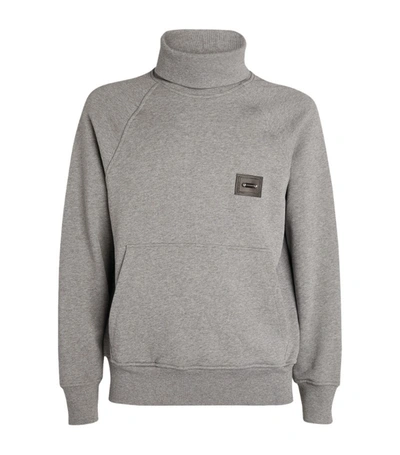 Shop Neil Barrett Cotton Piercing-detail Rollneck Sweatshirt In Grey