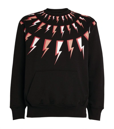 Shop Neil Barrett Cotton Lightning Bolt Sweatshirt In Black