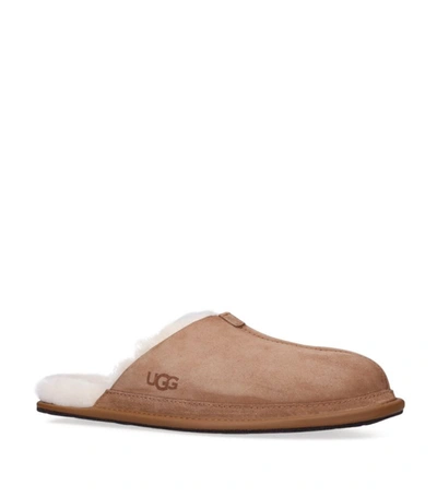 Shop Ugg Leather Hyde Slippers In Beige