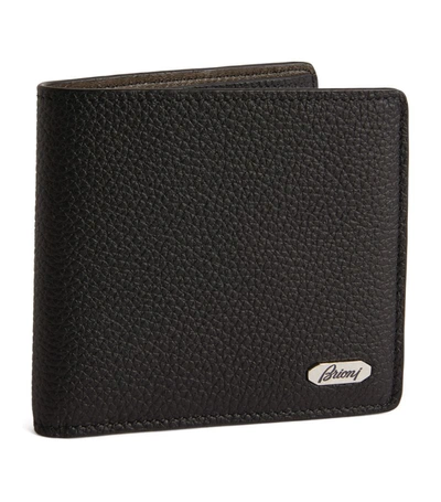 Shop Brioni Leather Textured Bifold Wallet In Black