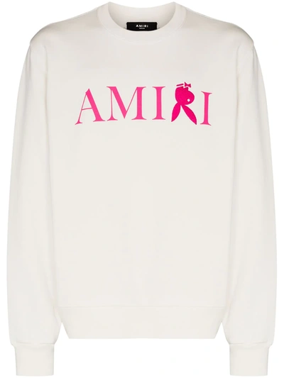 Shop Amiri Reverse Bunny Logo Cotton Sweatshirt In Weiss