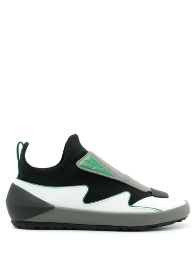 Shop Ferragamo Colourblock Slip-on Sneakers In Schwarz