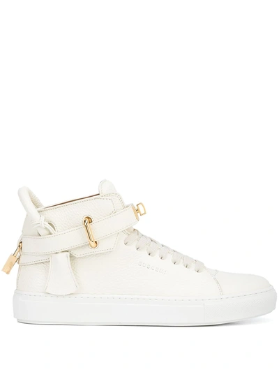 Shop Buscemi 100mm High-top Leather Sneakers In Weiss