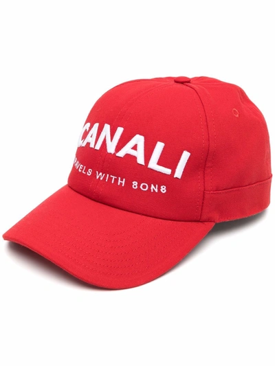 Shop Canali X 8on8 Embroidered-logo Cap In Rot