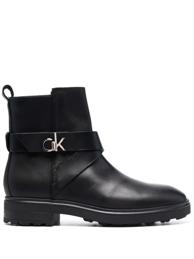 Shop Calvin Klein Cleat Riding Boots In Schwarz