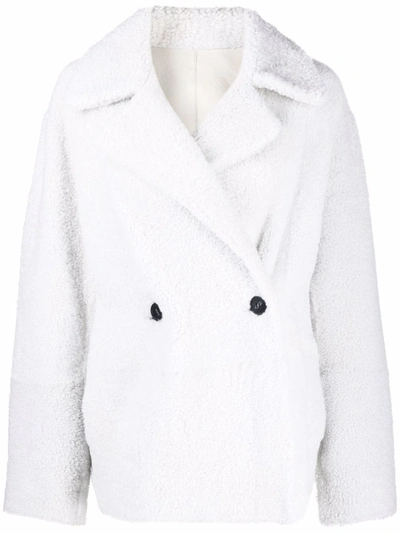 Shop Sylvie Schimmel Shearling Double Breasted Coat In Weiss