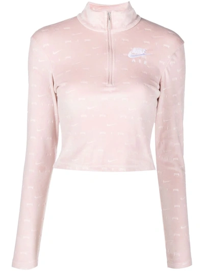 Nike Dri-fit Half-zip Long Sleeve Top In Pale Pink In Rosa