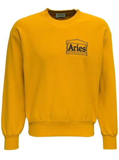 Shop Aries Temple Logo Printed Sweatshirt In Yellow