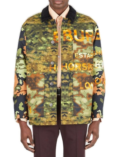 Shop Burberry Camouflage Print Zip In Multi