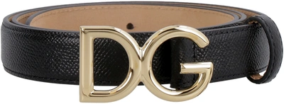 Shop Dolce & Gabbana Monogram Logo Buckle Belt In Black