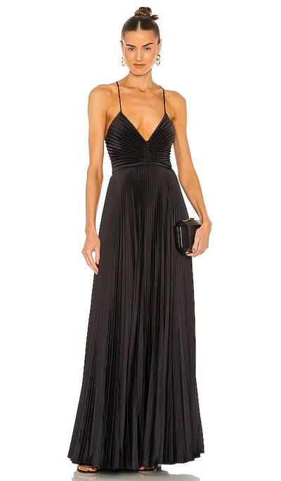A.l.c Ariya Pleated Faux Leather Gown In Black