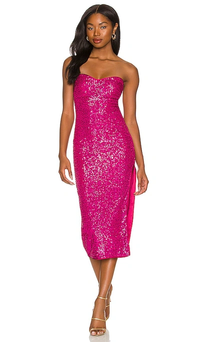 Majorelle Maizie Midi Dress In Fuchsia