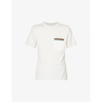 Shop Paul Smith Stripe-pocket Cotton-jersey T-shirt In Whites