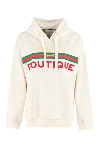 Gucci Boutique Printed Hooded Sweatshirt In Natural multicolor