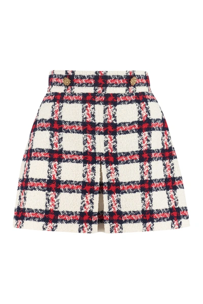 Shop Gucci Check Tweed Mini Skirt In Multi