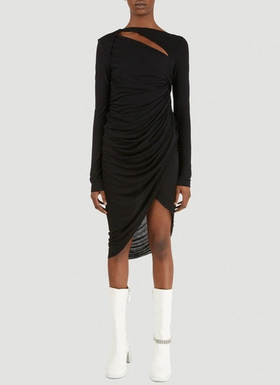 Shop Helmut Lang Ruched Long Sleeve Dress In Black
