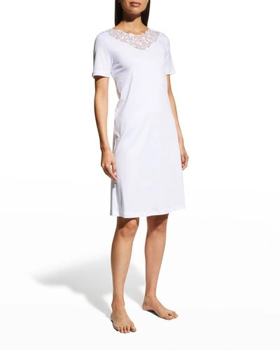 Shop Hanro Hope Short-sleeve Nightgown In White