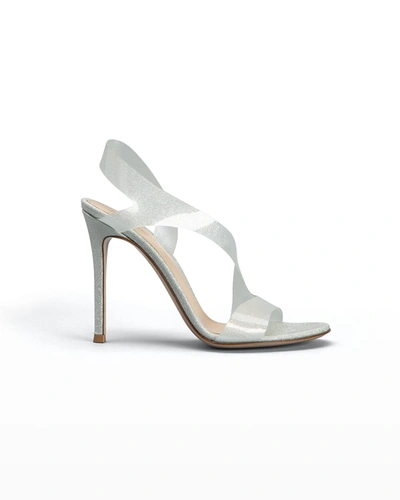 Shop Gianvito Rossi Metropolis Glitter Strappy Halter Sandals In Silver