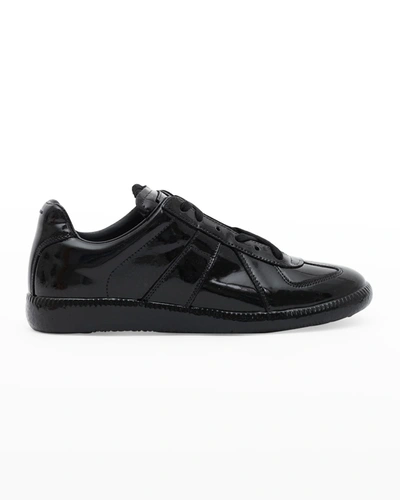 Shop Maison Margiela Replica Patent Leather Low-top Sneakers In Black