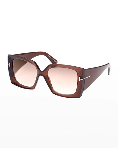Shop Tom Ford Jacquetta Square Injection Plastic Sunglasses In 48g Brown