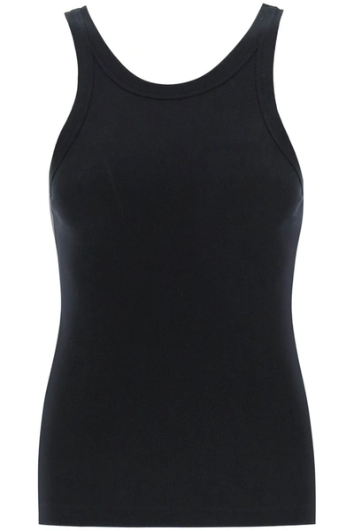 Shop Totême Espera Ribbed Tank Top In Black