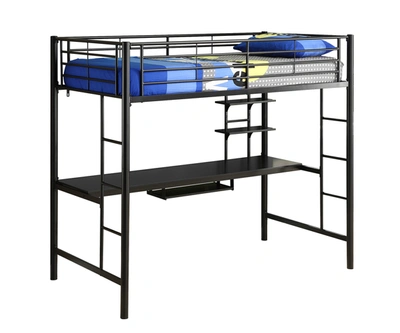 Shop Walker Edison Premium Metal Twin Loft Bed With Wood Workstation- Black