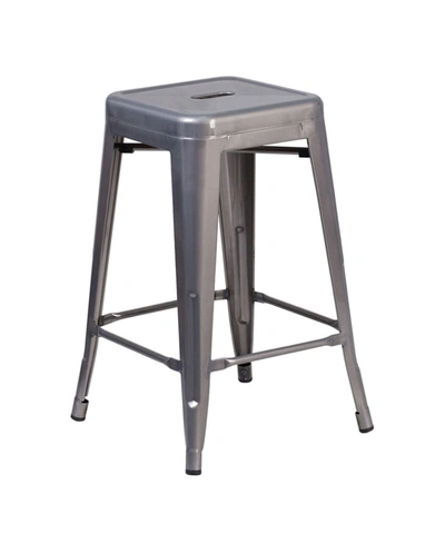 Shop Clickhere2shop Offex 24" High Backless Clear Coated Metal Indoor Bar Stool With Square Seat