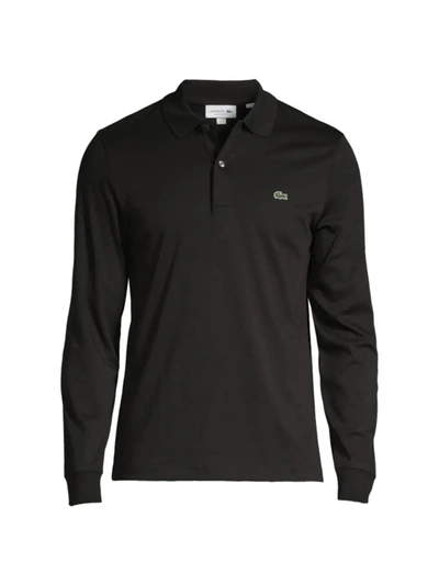 Shop Lacoste Men's Long-sleeve Polo Shirt In Black