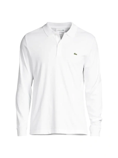 Shop Lacoste Men's Long-sleeve Polo Shirt In White