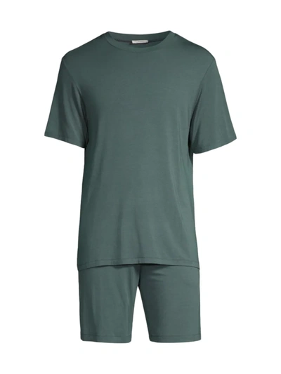 Shop Eberjey Henry Jersey Pajama Set In Kelp