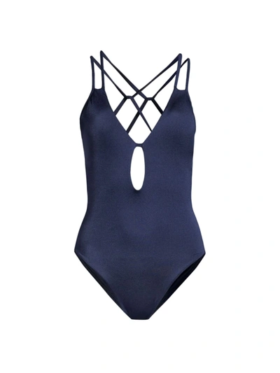 Shop Peixoto Women's Isla Crisscross One-piece Swimsuit In Sapphire Blue