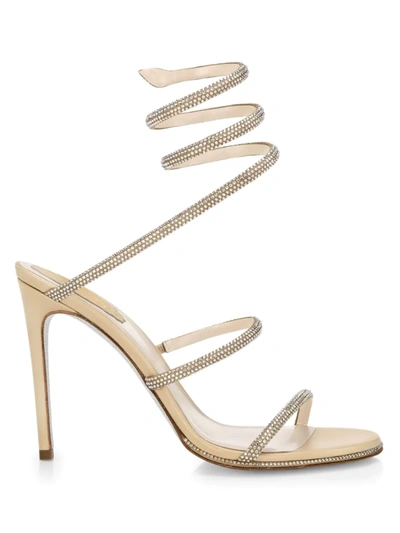 Shop René Caovilla Women's Cleo Crystal-embellished Wrap Sandals In Beige