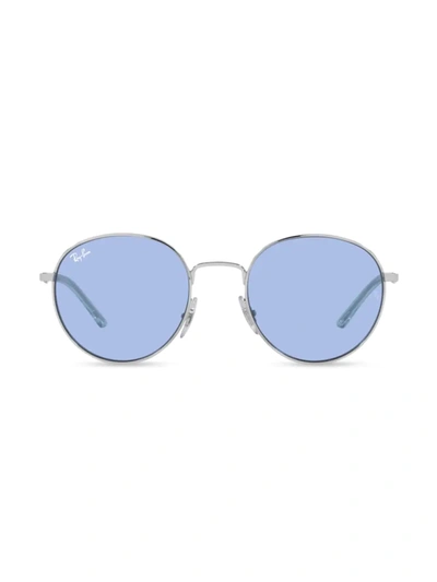 Shop Ray Ban Men's Rb3681 50mm Round Sunglasses In Silver