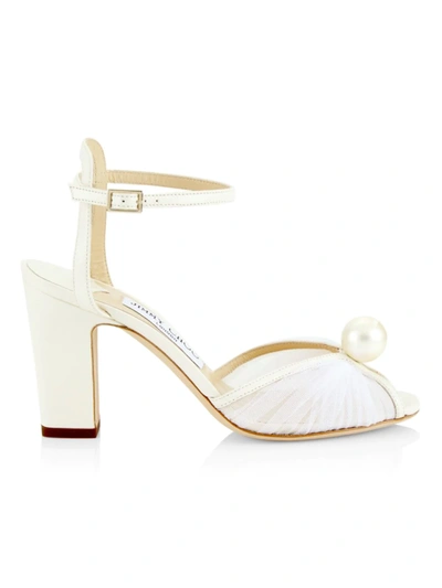 Shop Jimmy Choo Women's Sacaria 85mm Tulle Sandals In Ivory