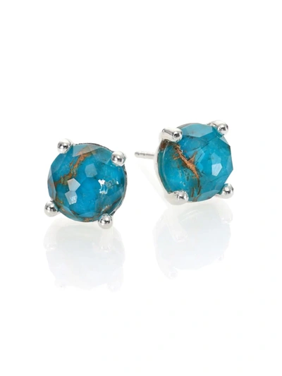 Shop Ippolita Women's Rock Candy Bronze Turquoise, Clear Quartz & Sterling Silver Mini Stud Earrings In Silver/turquoise