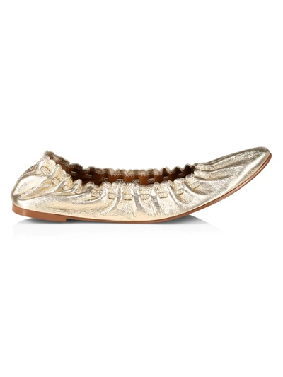 Shop See By Chloé Women's Jane Metallic Leather Ballet Flats In Light Gold
