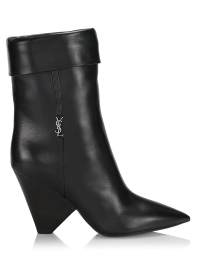 Shop Saint Laurent Women's Liz 85mm Leather Mid-calf Boots In Nero