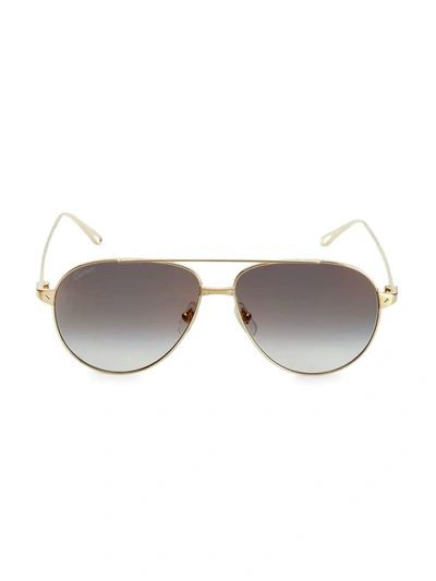 Shop Cartier Women's Santos De  59mm Pilot Sunglasses In Smooth Gold