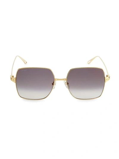 Shop Cartier Women's Santos De  57mm Square Sunglasses In Smooth Gold