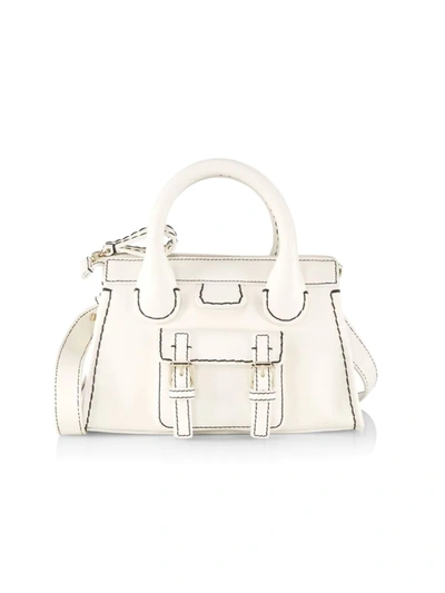 Mini Edith Leather Shoulder Bag In White