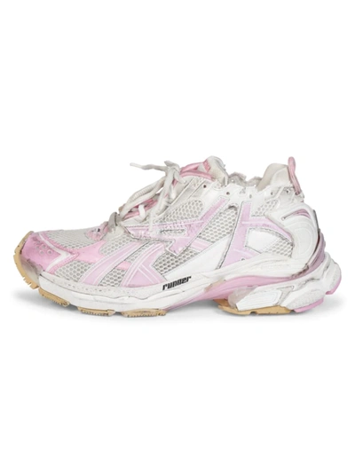 Shop Balenciaga Women's Runner Sneakers In White Pink Beige Black