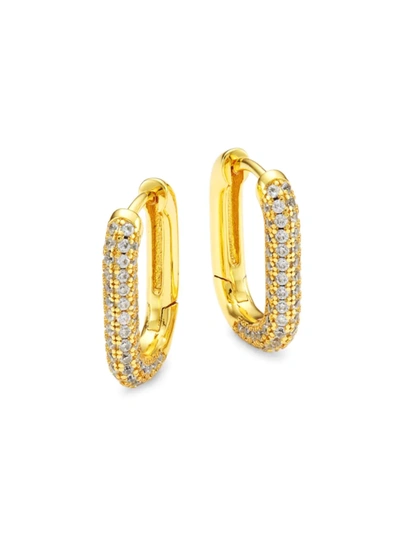 Shop Luv Aj Chain Link 14k Gold-plated & Cubic Zirconia Huggie Hoop Earrings