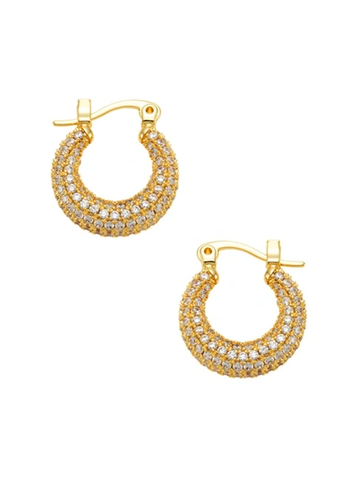 Shop Luv Aj Women's Mini Martina 14k Gold-plated & Cubic Zirconia Hoop Earrings