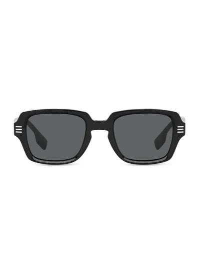 Shop Burberry Men's Be4349 51mm Rectangle Sunglasses In Black