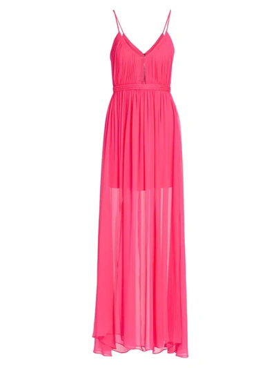 Shop Alice And Olivia Women's Tamar Silk Cutout Maxi Dress In Wild Pink