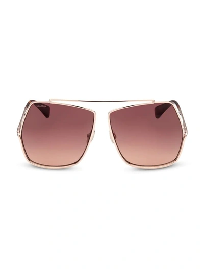 Shop Max Mara Women's 64mm Geometric Sunglasses In Rose Gold